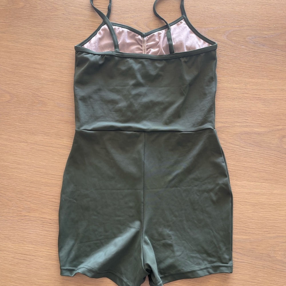 Weismann Olive Sheer Button-Up Blouse with leotard - Picture 5 of 8